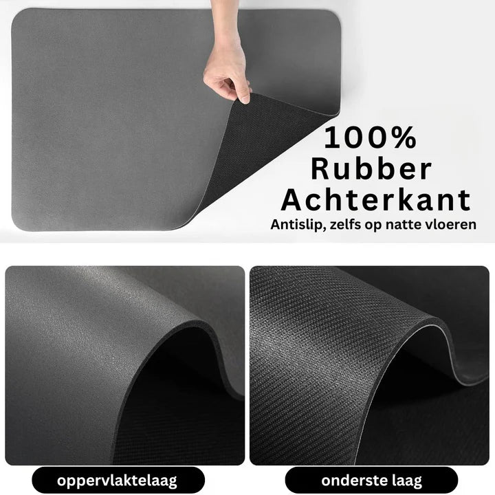 Quick-dry microfiber dish drying mat for kitchen countertops. Absorbent and easy storage.