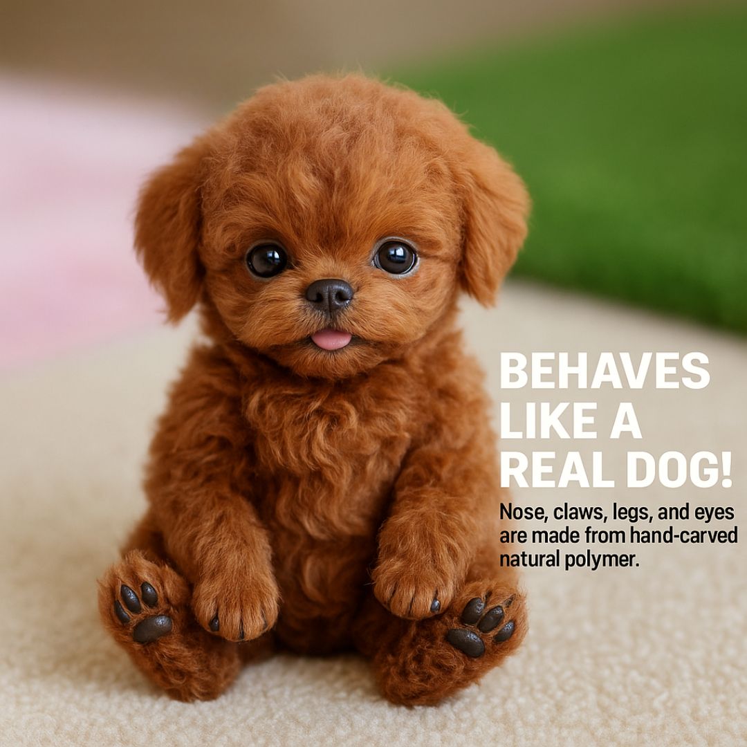 Plush interactive robot puppy companion, a smart electronic pet toy for kids. Realistic children's tech toy.