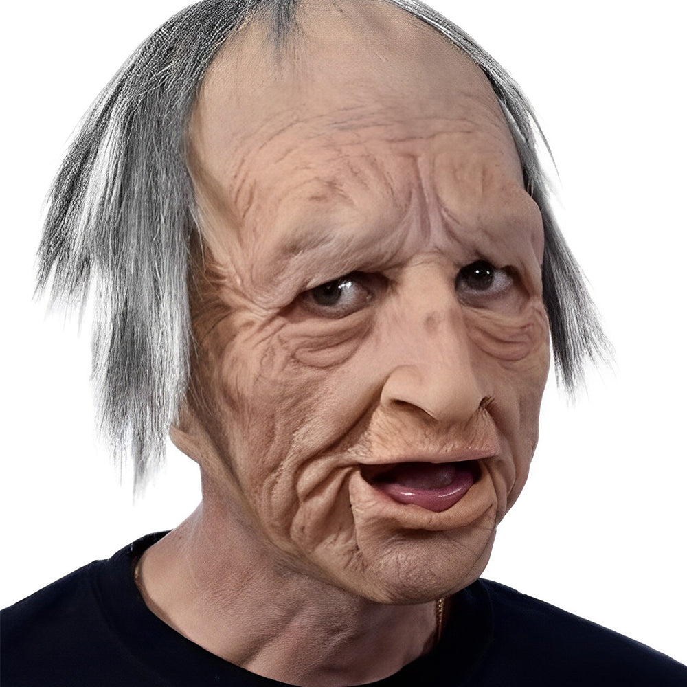 Expressive adult full head latex mask, ideal for an old man or granny costume.