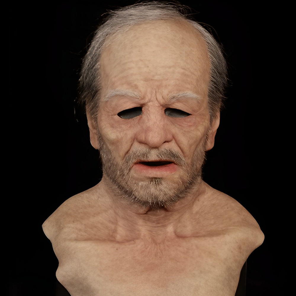 Full head realistic old man latex mask, perfect for an adult costume party.