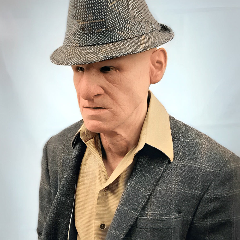 Adult realistic latex old man mask for impressive Halloween and cosplay.