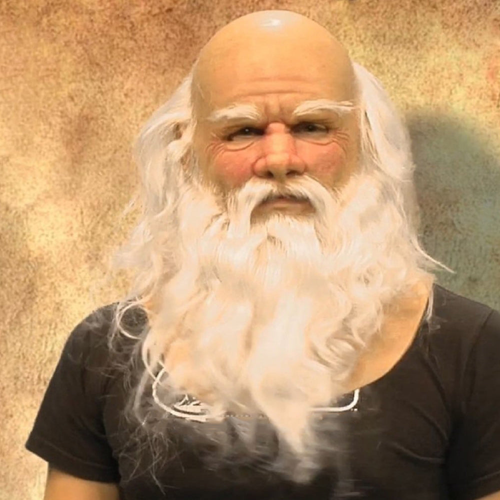 Comfortable and expressive old man latex mask, great for Halloween fun.