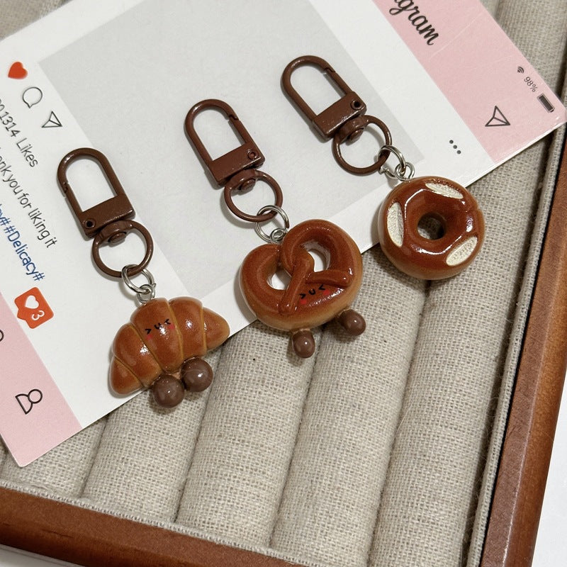 Detailed bread bag charm keychain, a charming accessory for food lovers & unique style.