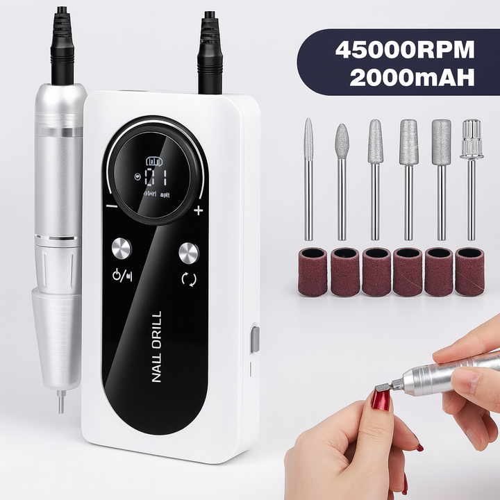 New 45,000RPM rechargeable electric nail file, high-speed tool for salon-quality gel & acrylic nails.