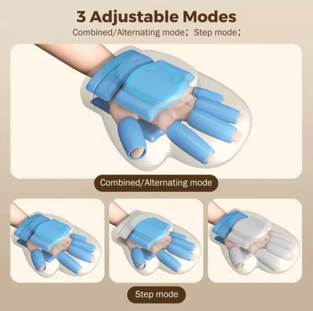 Effective hand massager providing pain relief from arthritis & carpal tunnel with heat & air compression.