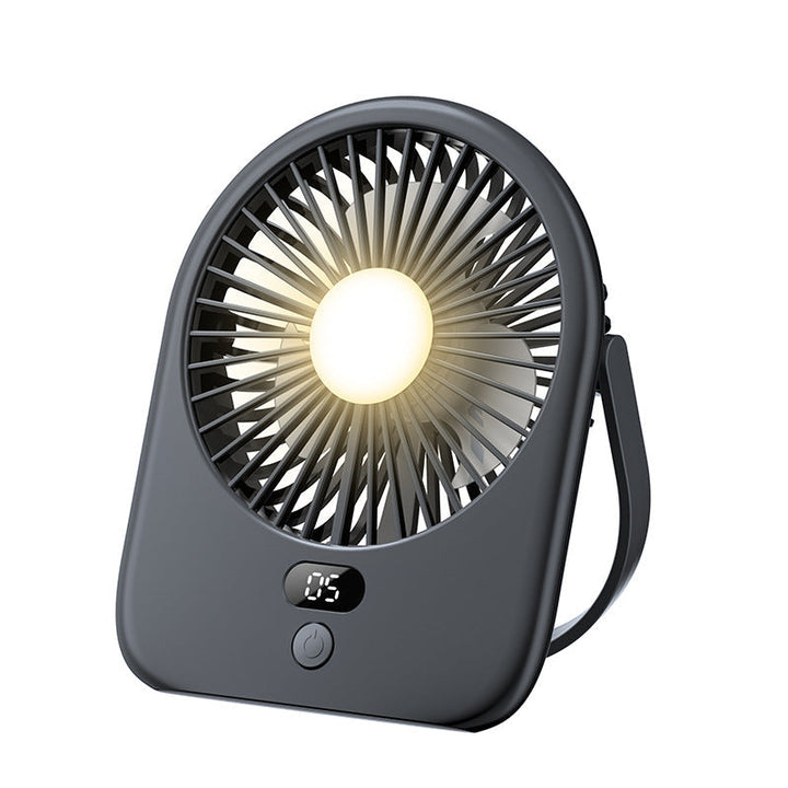 Portable personal fan with bright LED & digital display. Cordless rechargeable design for ultimate comfort & convenience.