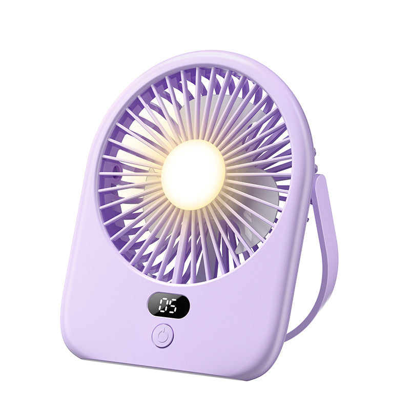 Modern LED desk fan with digital display & rechargeable battery. Perfect for stylish, efficient cooling in any room.
