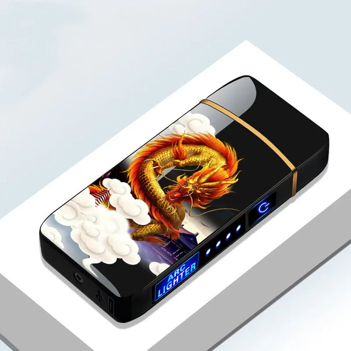 Elegant USB rechargeable plasma lighter, flameless and windproof for indoor/outdoor use.