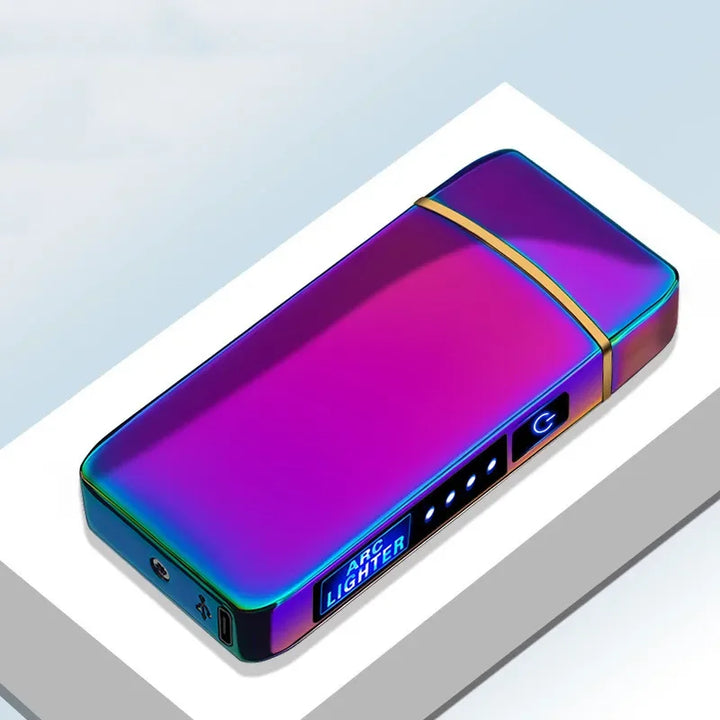 Modern electronic windproof lighter, USB rechargeable, sleek design. A must-have tech accessory.