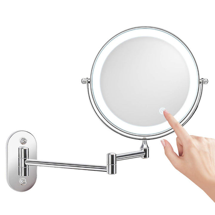 Precision shaving mirror, 10X magnification, wall mounted LED, rechargeable for optimal visibility.