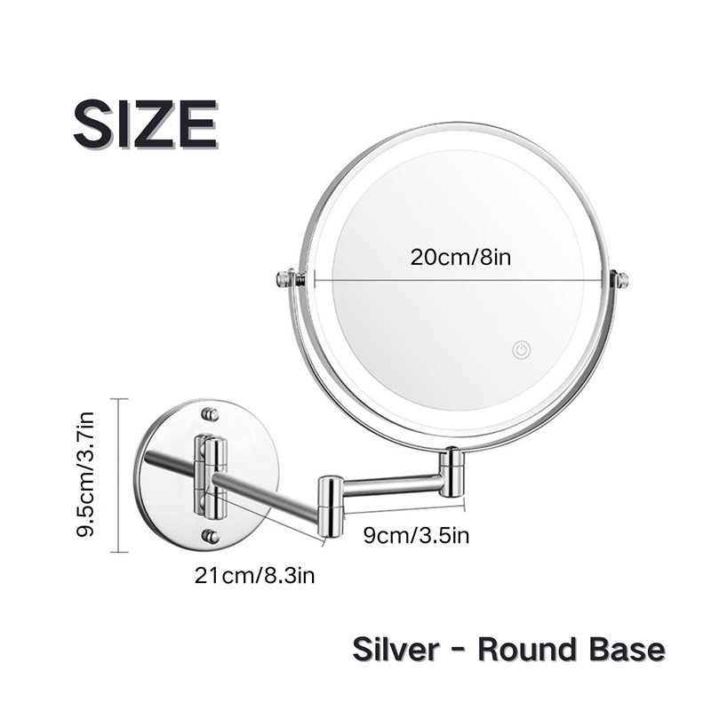 Cordless rechargeable LED shaving mirror, 10X magnification, perfect for wall mounting.