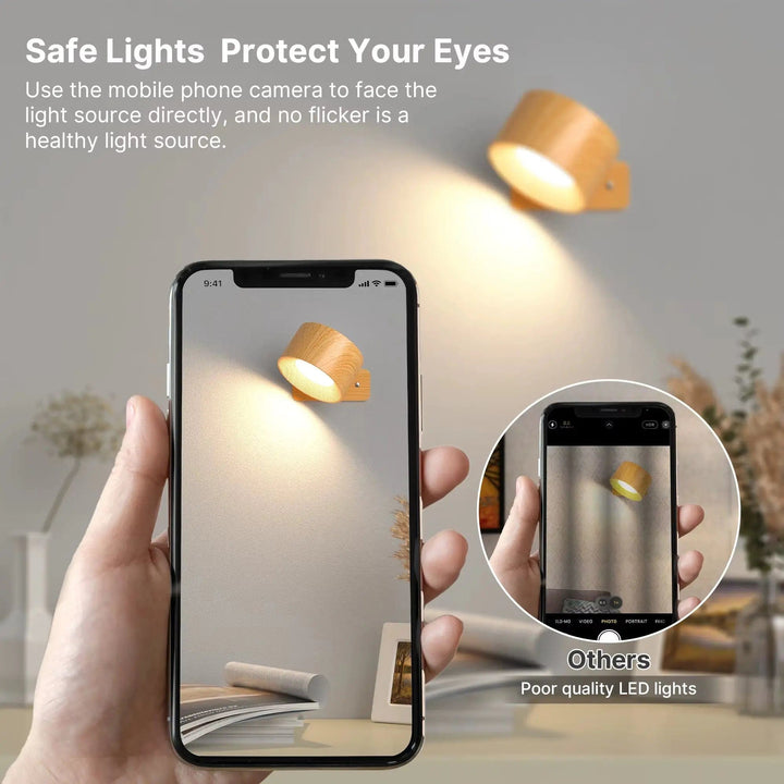 Task lighting wireless wall lamp, rechargeable LED, adjustable focus for optimal illumination.