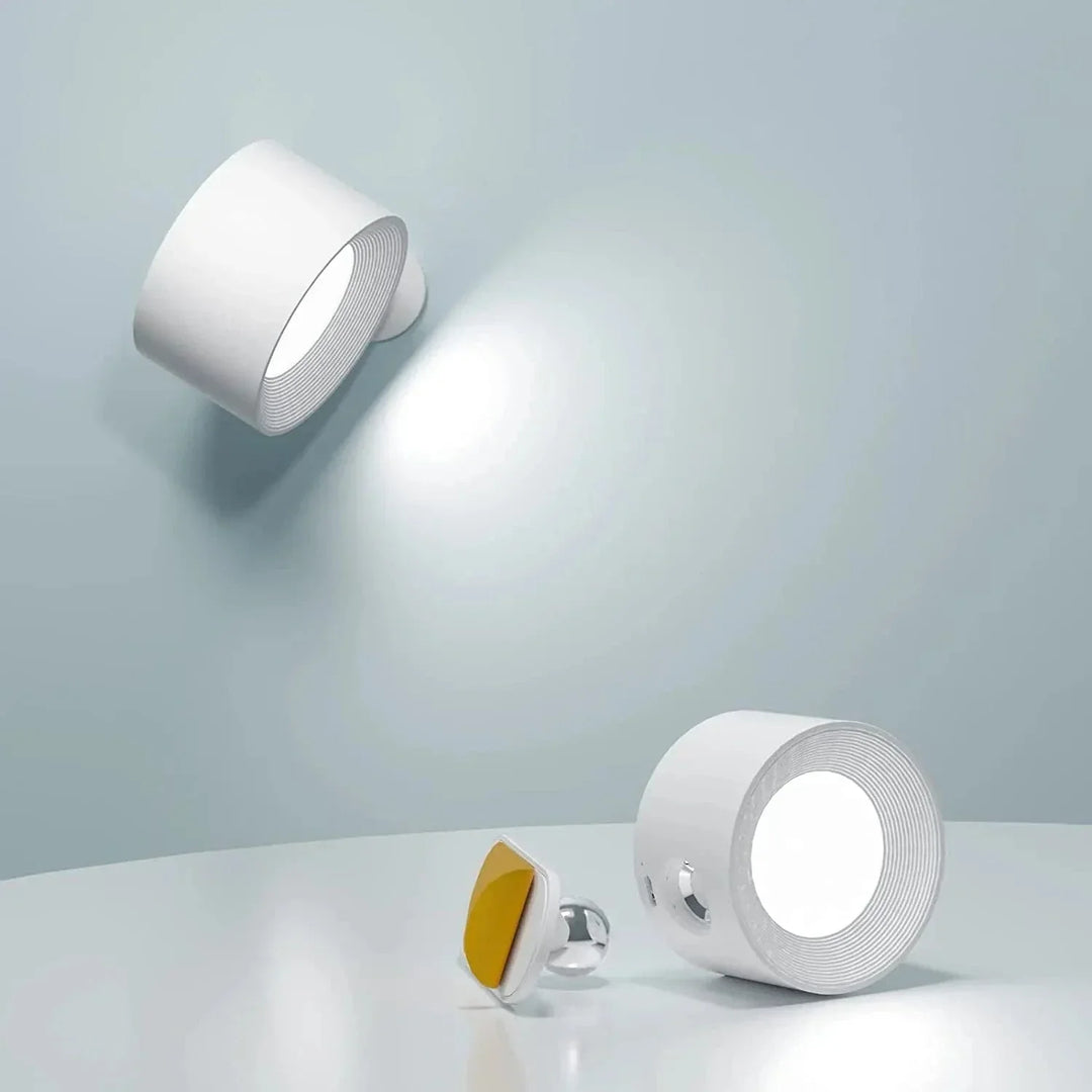 Multi-purpose wireless wall light, rechargeable LED, adjustable for reading, tasks, or mood.