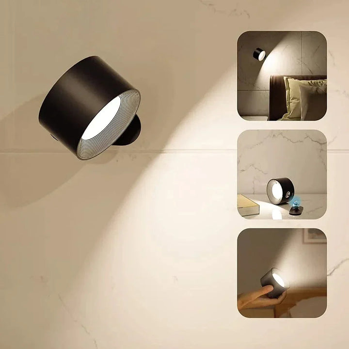 Adjustable wireless wall light, battery-operated LED, rechargeable for modern convenience.