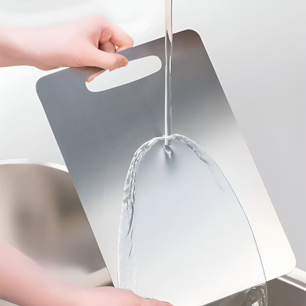 Eco-friendly titanium cutting board, perfect for hygienic food prep in any kitchen. Durable & long-lasting.