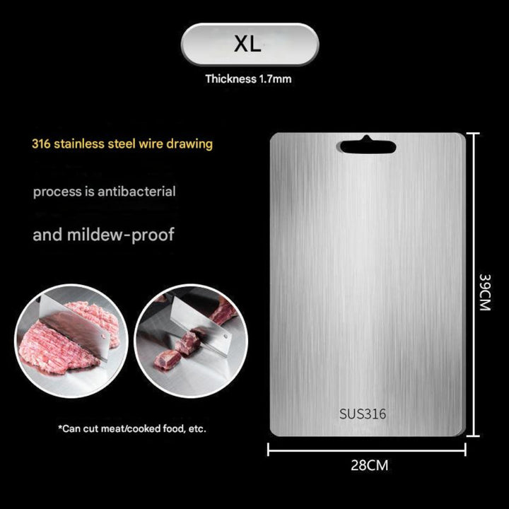 Premium titanium cutting board for kitchen food prep. Ultra-durable, hygienic, and eco-friendly rectangle design.