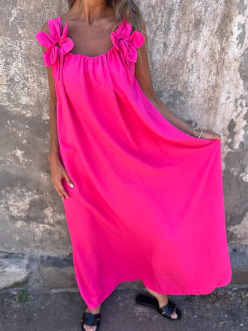 Green Elegant Bow Strap U-Neck Maxi Dress, a comfortable and stylish summer party dress.