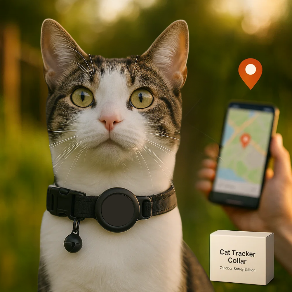 Pet safety reflective cat collar, quick-release and GPS-compatible design.