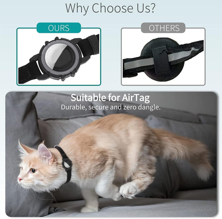 Pet accessories: reflective quick-release cat collar with GPS holder.