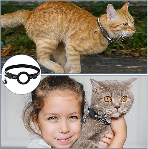 Durable, reflective cat collar for GPS, quick release ensures feline safety.
