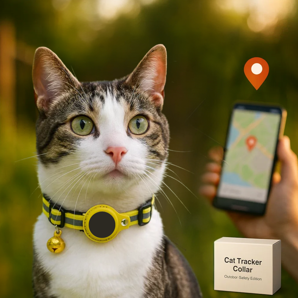 Safety cat collar with GPS holder, reflective material, quick release buckle.