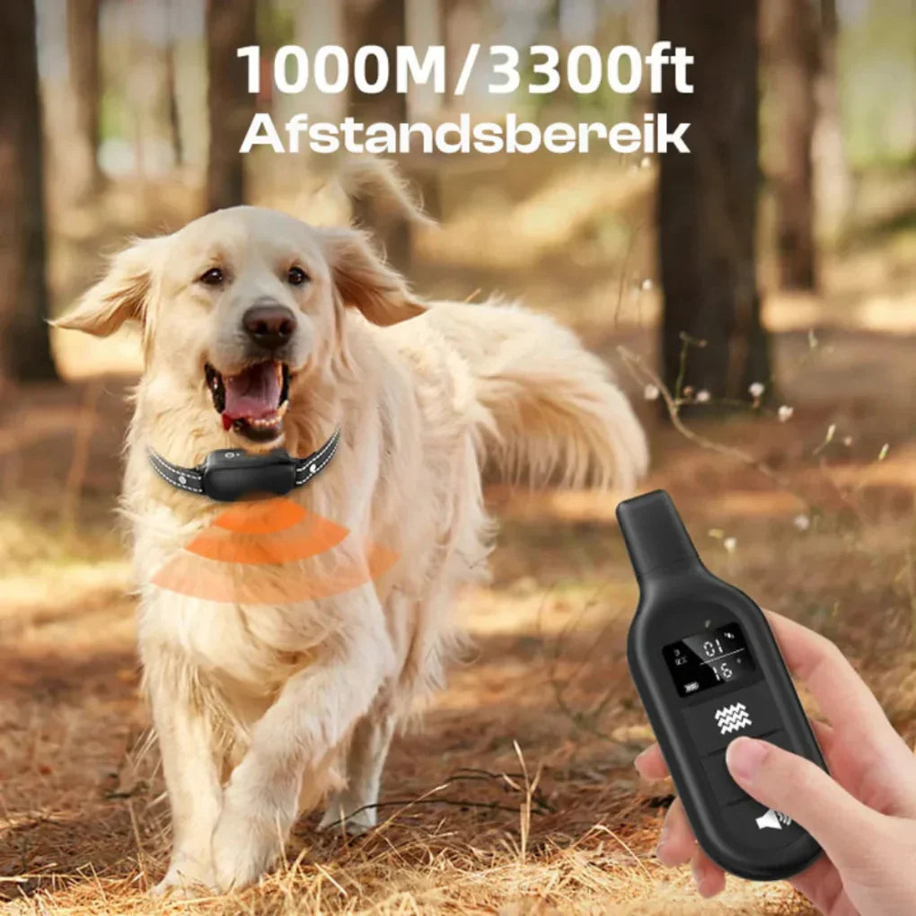Adjustable electric dog training collar with vibration, beep & safe shock modes for humane outdoor pet behavior correction.