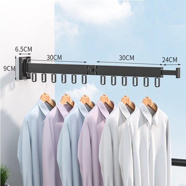 Easy-to-install wall-mounted clothes dryer, retractable for convenience & efficient home laundry.