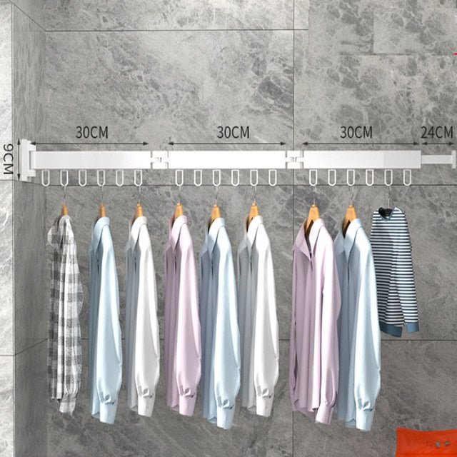Simple & direct space-saving retractable clothes drying rack, wall mounted for efficient laundry.