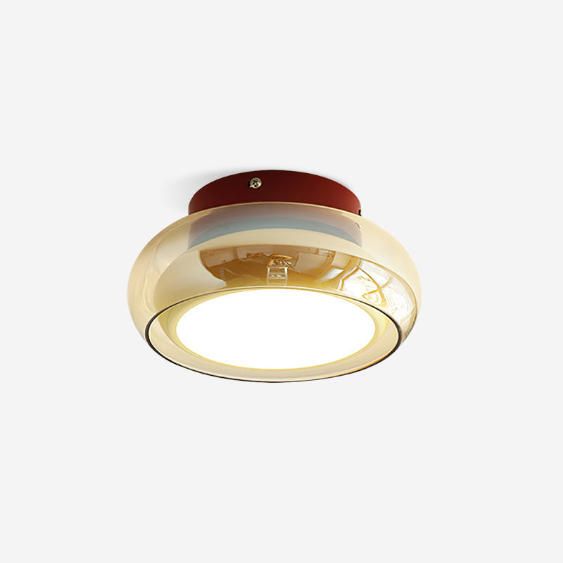 Retro flush mount LED ceiling light for indoor spaces, modern vintage design, perfect home decor lighting.
