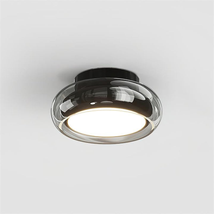 Interior view with retro flush mount LED ceiling light, providing effective indoor ambient lighting.