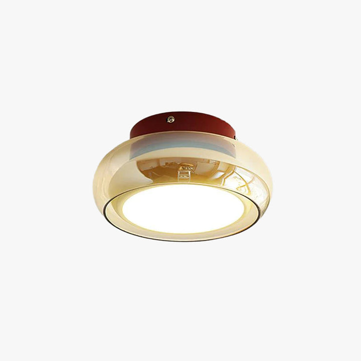 Retro flush mount LED ceiling light as a focal point, enhancing indoor home decor with light.