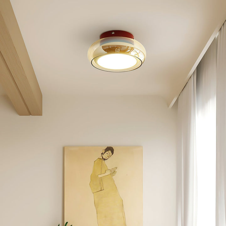 Low-profile retro flush mount LED ceiling light, enhancing any indoor space with its unique design.