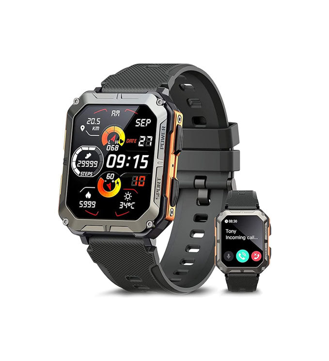 Rugged indestructible smartwatch for extreme outdoor activities. Waterproof fitness tracker with health monitoring.