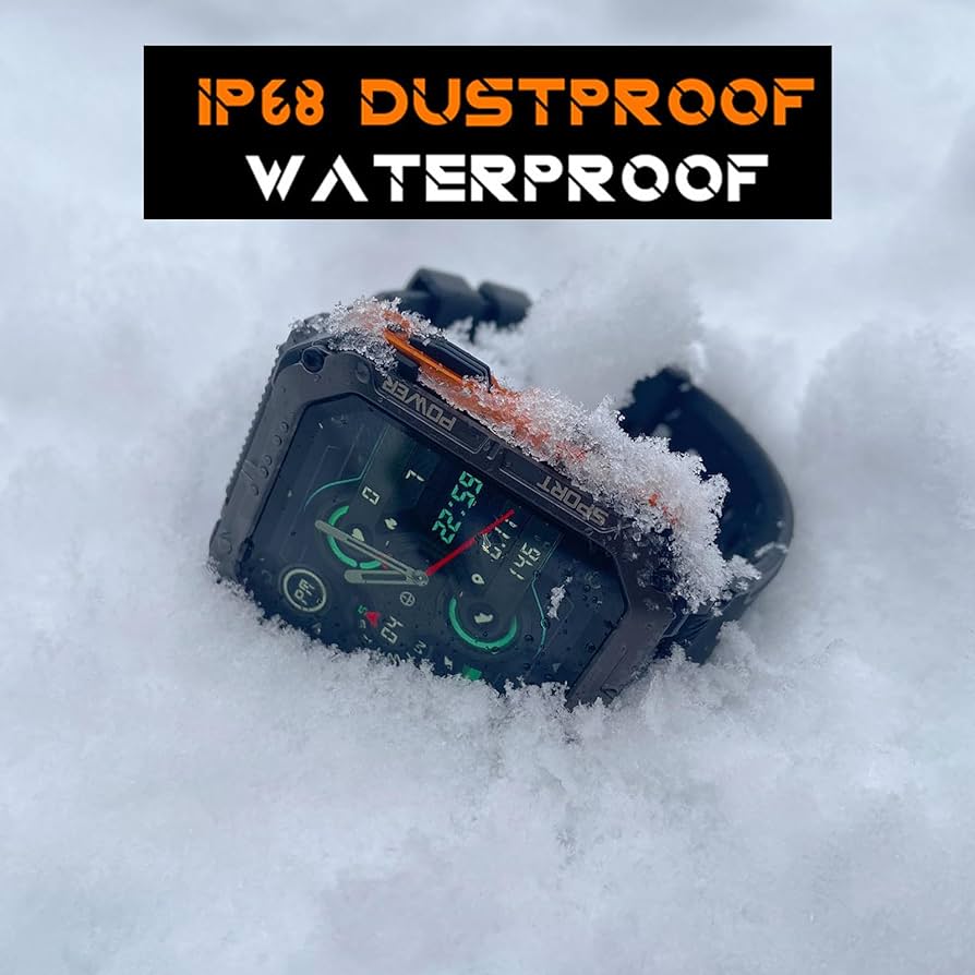 Rugged smartwatch with clear display. Indestructible, waterproof fitness tracker for extreme outdoor & tactical use.
