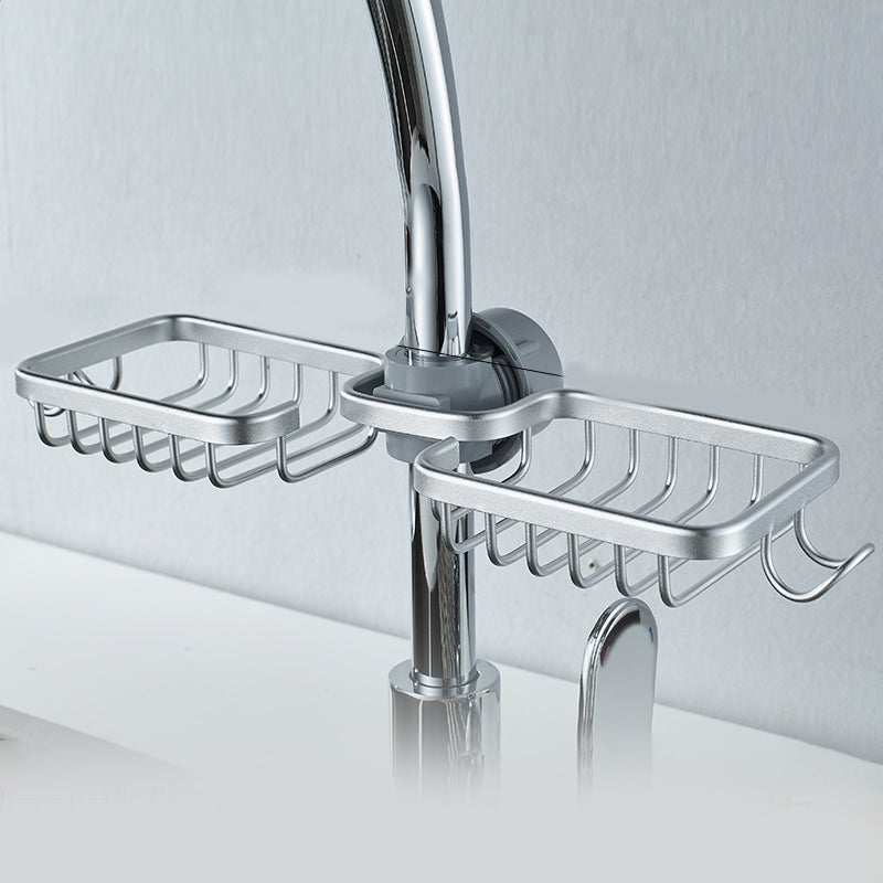 Modern rustproof no-drill shower caddy. Aluminum soap & shampoo holder for a clean bathroom.