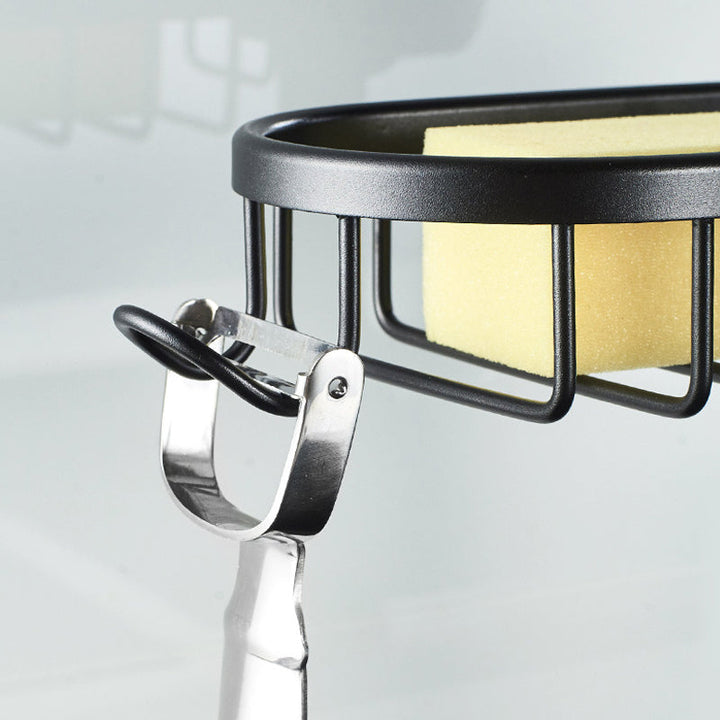 Easy install no-drill shower caddy. Rustproof aluminum holder for shampoo, soap & bath accessories.