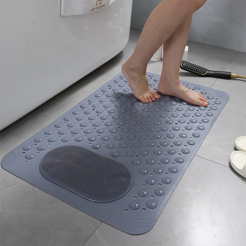 SafeGrip Bathroom Shower Mat with Built-In Foot Scrubber, ensuring safety and cleanliness.