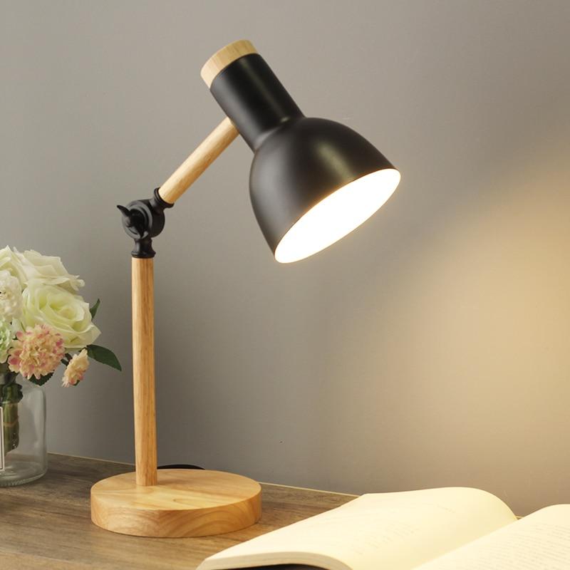 Unisex foldable wooden desk lamp with a minimalist Scandinavian design, perfect for any workspace.
