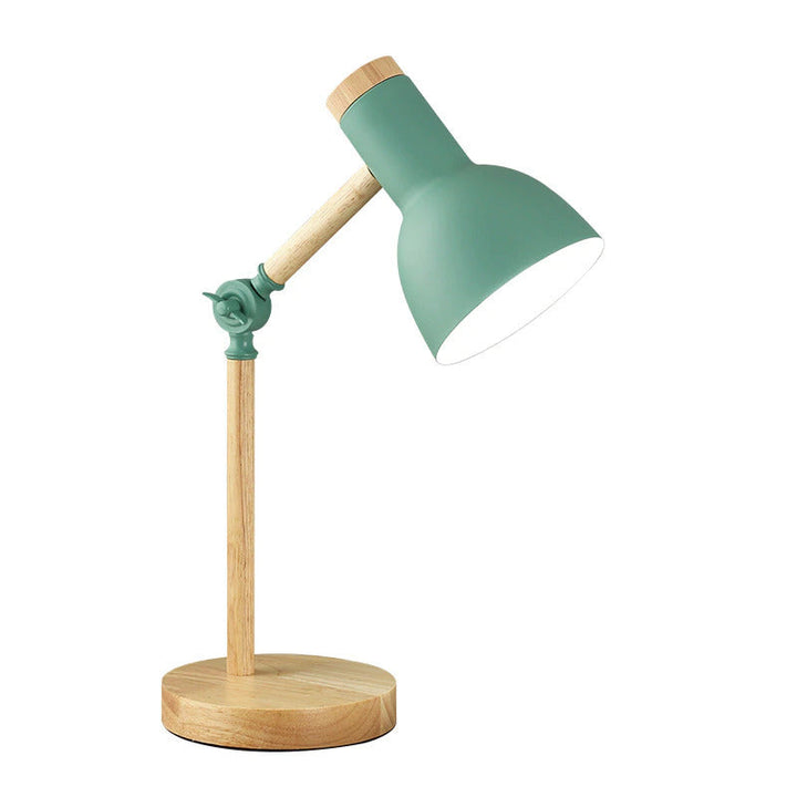 Foldable wooden desk lamp, showcasing its compact Scandinavian design. A versatile modern table lamp.