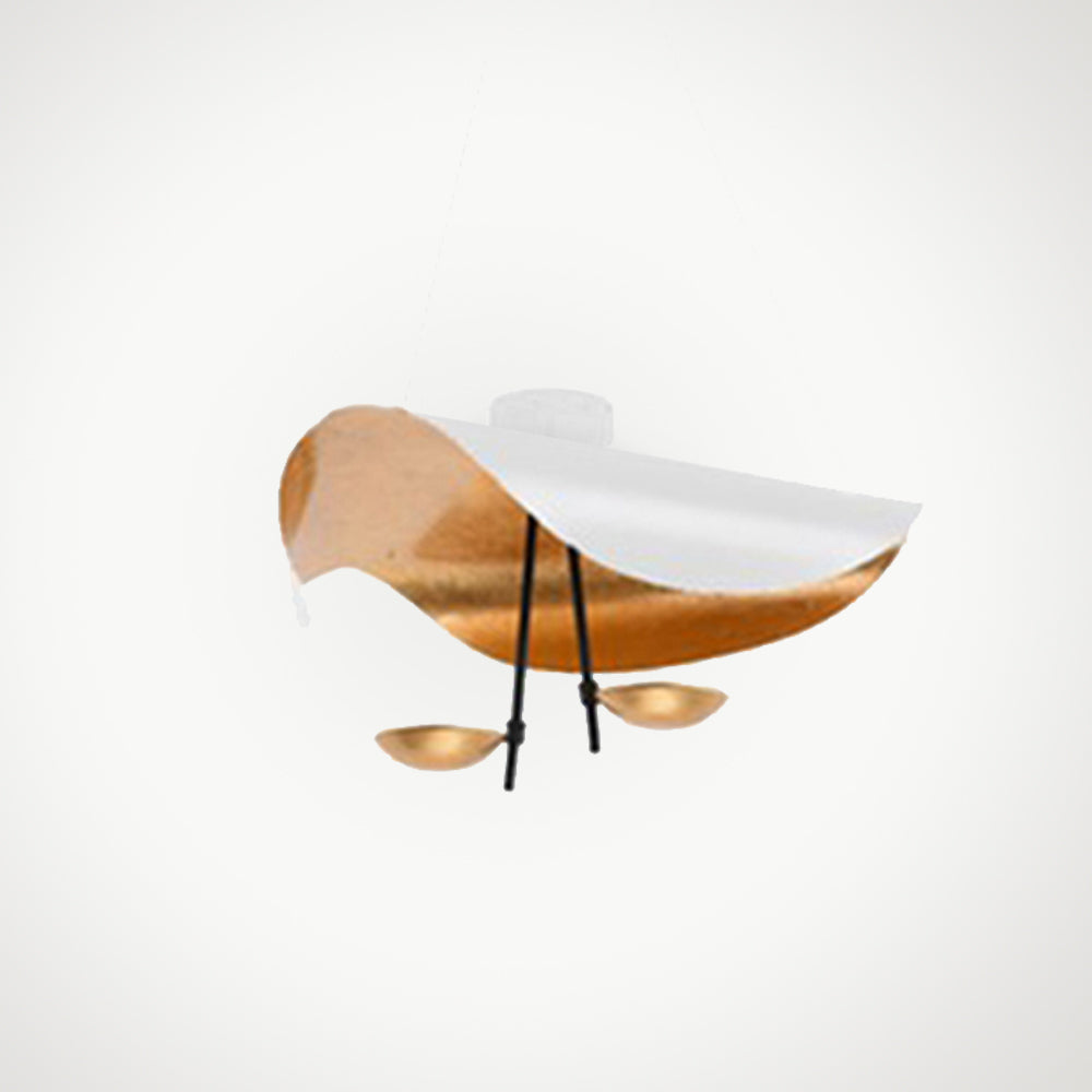 Elegant white leaf pendant light, enhancing a serene bedroom with contemporary style.
