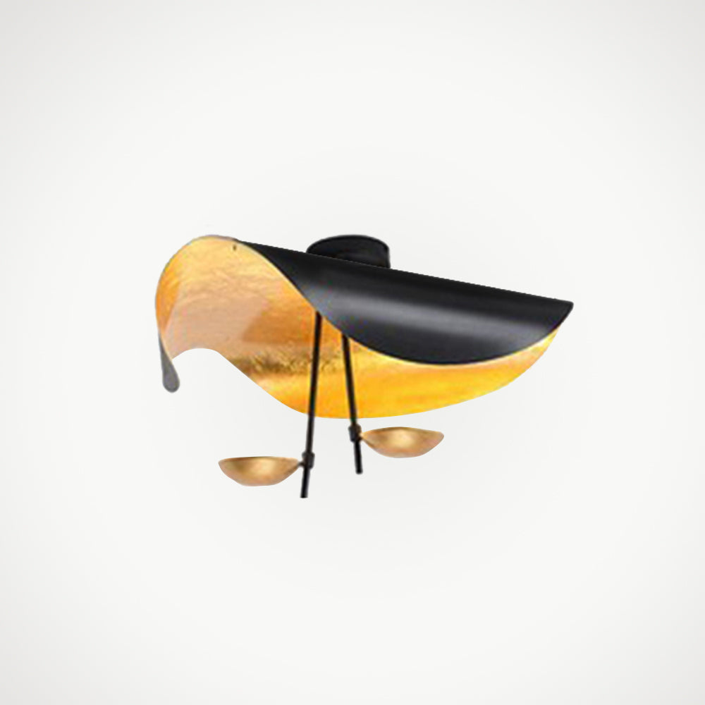 Black contemporary leaf ceiling light, adding a dramatic touch to modern interiors.