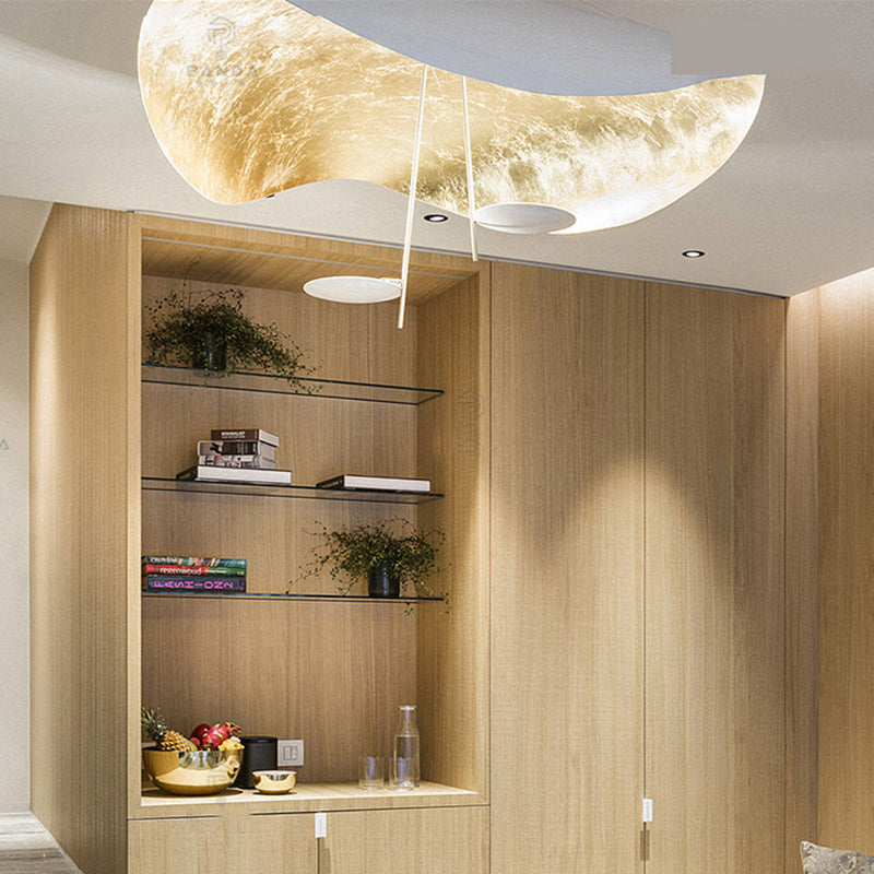 Unique sculptural black leaf light for modern living rooms or dining areas.