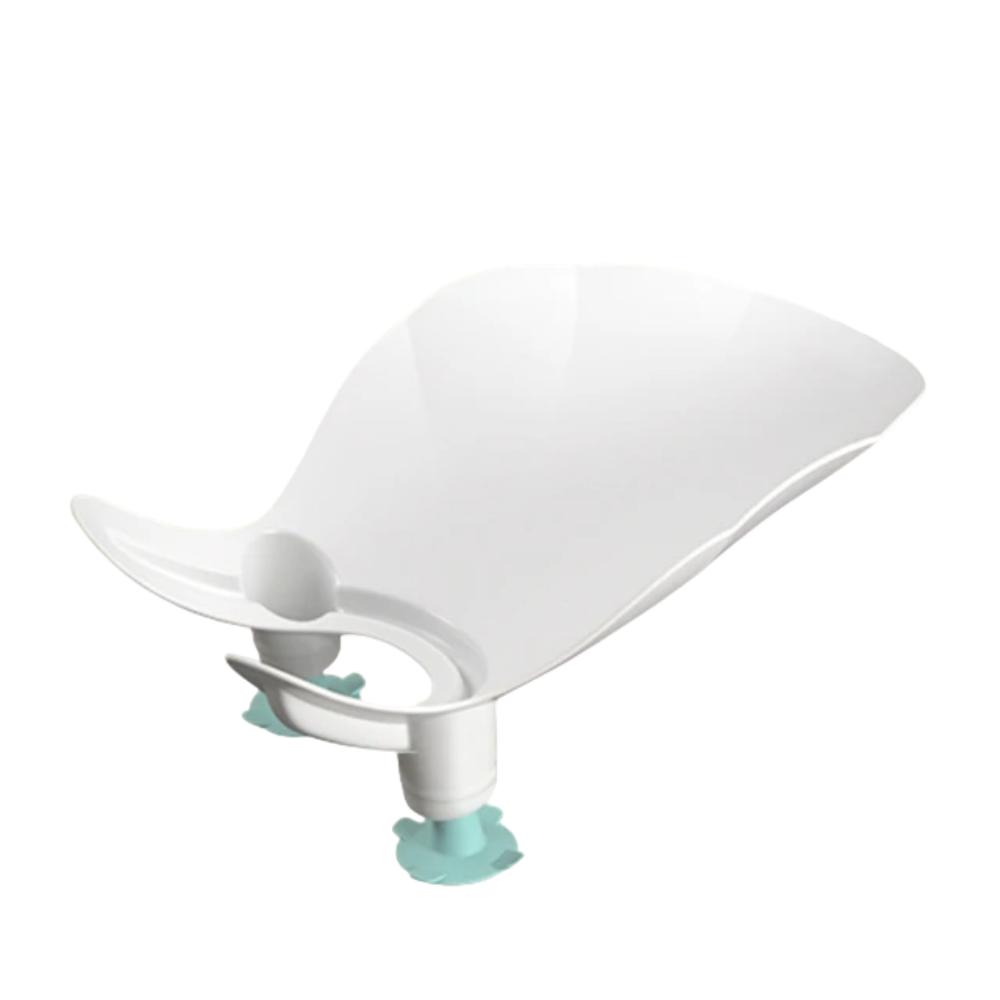 Green & white baby bath seat for infants & toddlers. Provides secure, hands-free bathing & easy washing for newborns.