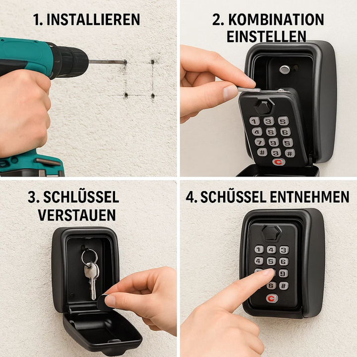 Enhance home security with this sturdy outdoor wall-mounted key safe for spare keys.