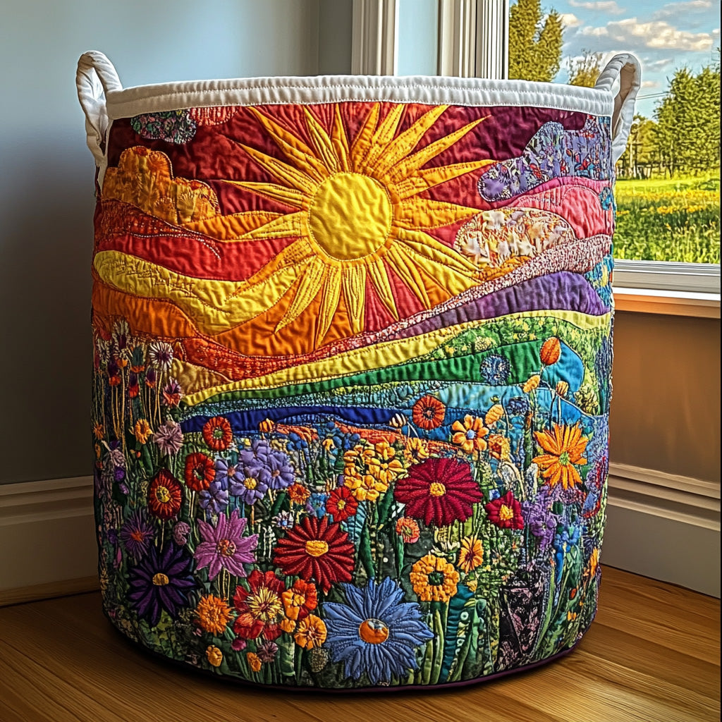 Self-standing quilted fabric laundry basket. Large capacity for home organization & storage in small spaces. Decorative.