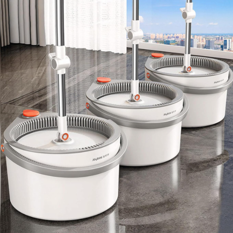 Self-wringing spin mop with super absorbent microfiber head for easy & deep home floor cleaning. Durable design.