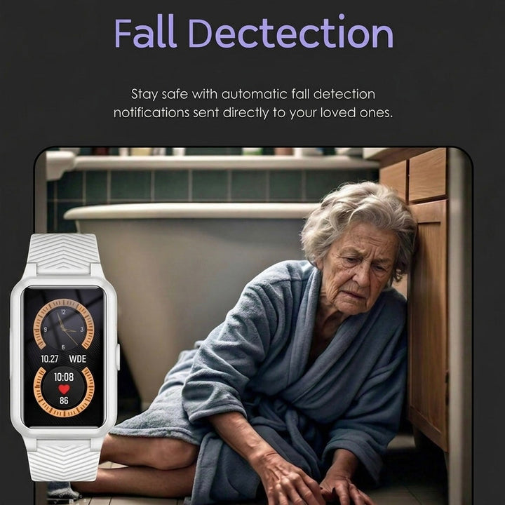 Stylish 4G smartwatch for seniors, featuring GPS tracking, automatic fall detection & SOS button.