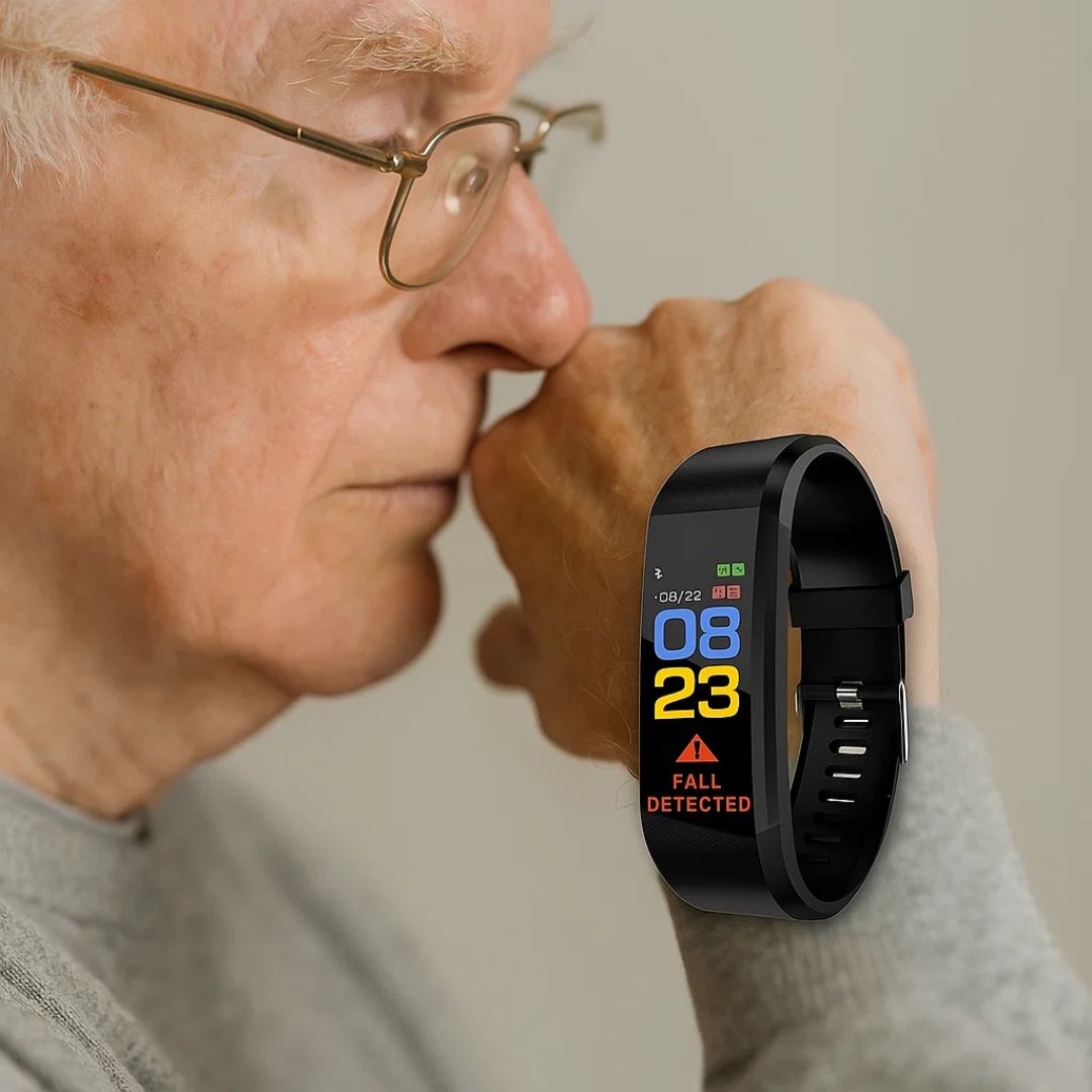 Waterproof senior smart watch with USB charging, notifications, fitness & activity tracking. Durable & reliable.