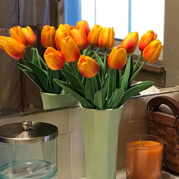 High-quality realistic faux tulips (set of 10) for lasting beauty in home, office, or event floral decor.