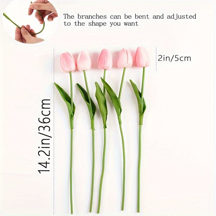 Beautiful set of 10 realistic artificial tulips, perfect for spring decor, hostess gifts, or floral arrangements.